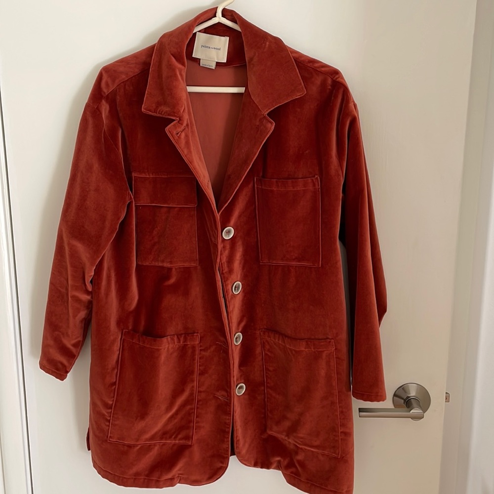Paloma Wool Jacket, Red Cotton Velvet, Size Medium